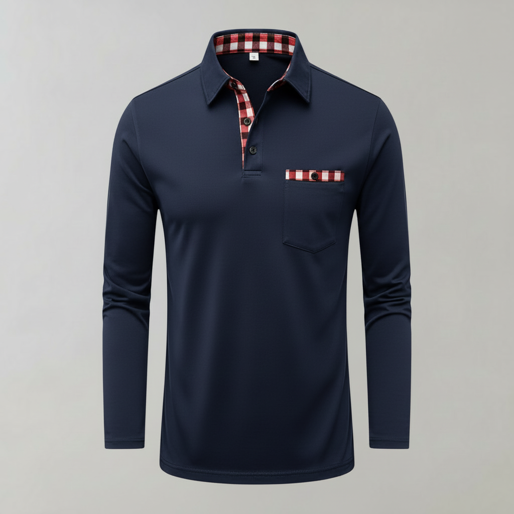 Men's Long-Sleeve Polo Shirt Classic Colors