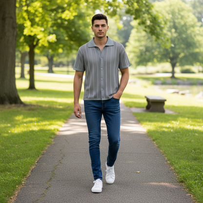 Enzo Knitted Shirt | Men's Short Sleeve Casual Shirt