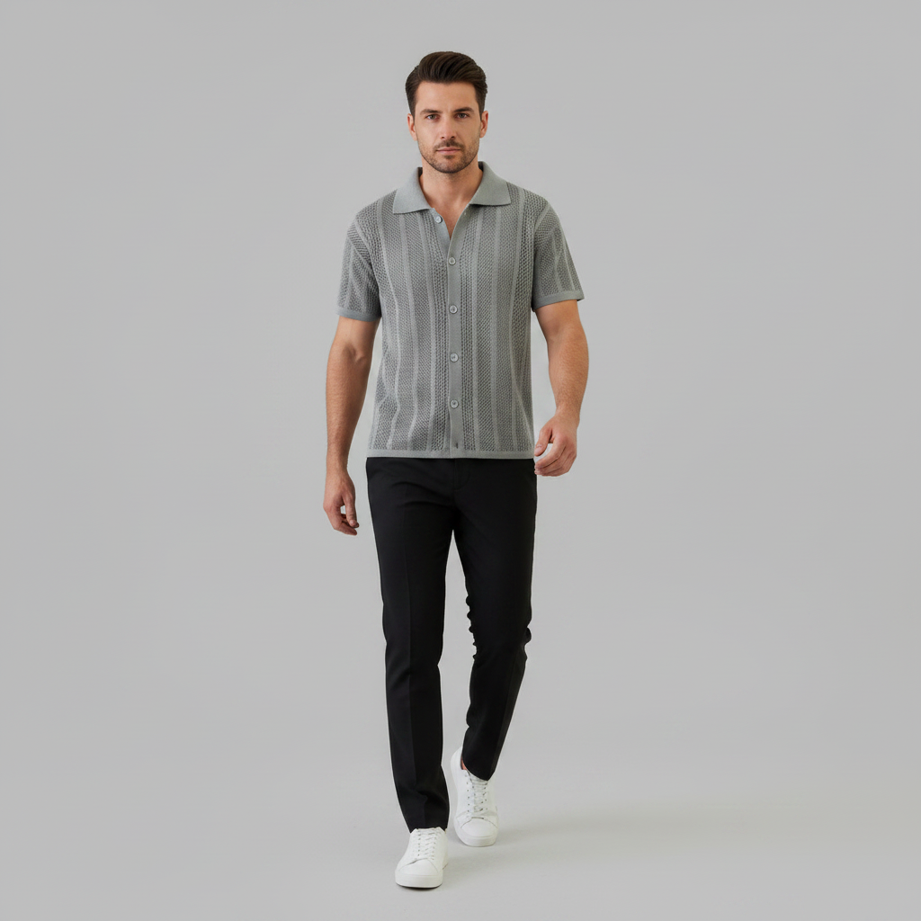 Enzo Knitted Shirt | Men's Short Sleeve Casual Shirt