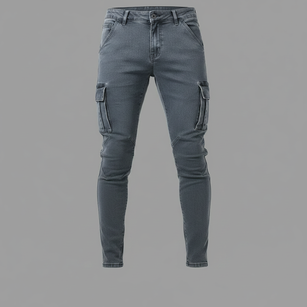 Men's Cargo Jeans Multi-Pocket Durable Fit