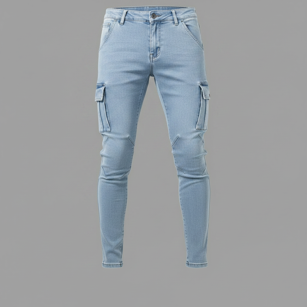 Men's Cargo Jeans Multi-Pocket Durable Fit