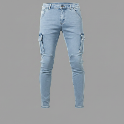 Men's Cargo Jeans Multi-Pocket Durable Fit