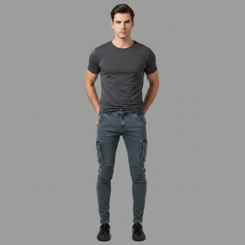 Men's Cargo Jeans Multi-Pocket Durable Fit
