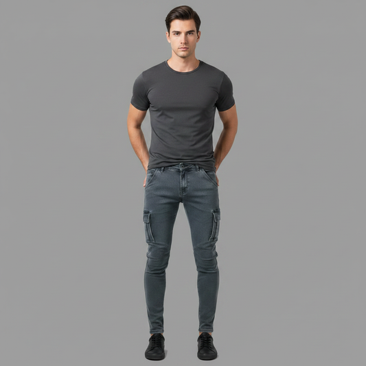 Men's Cargo Jeans Multi-Pocket Durable Fit