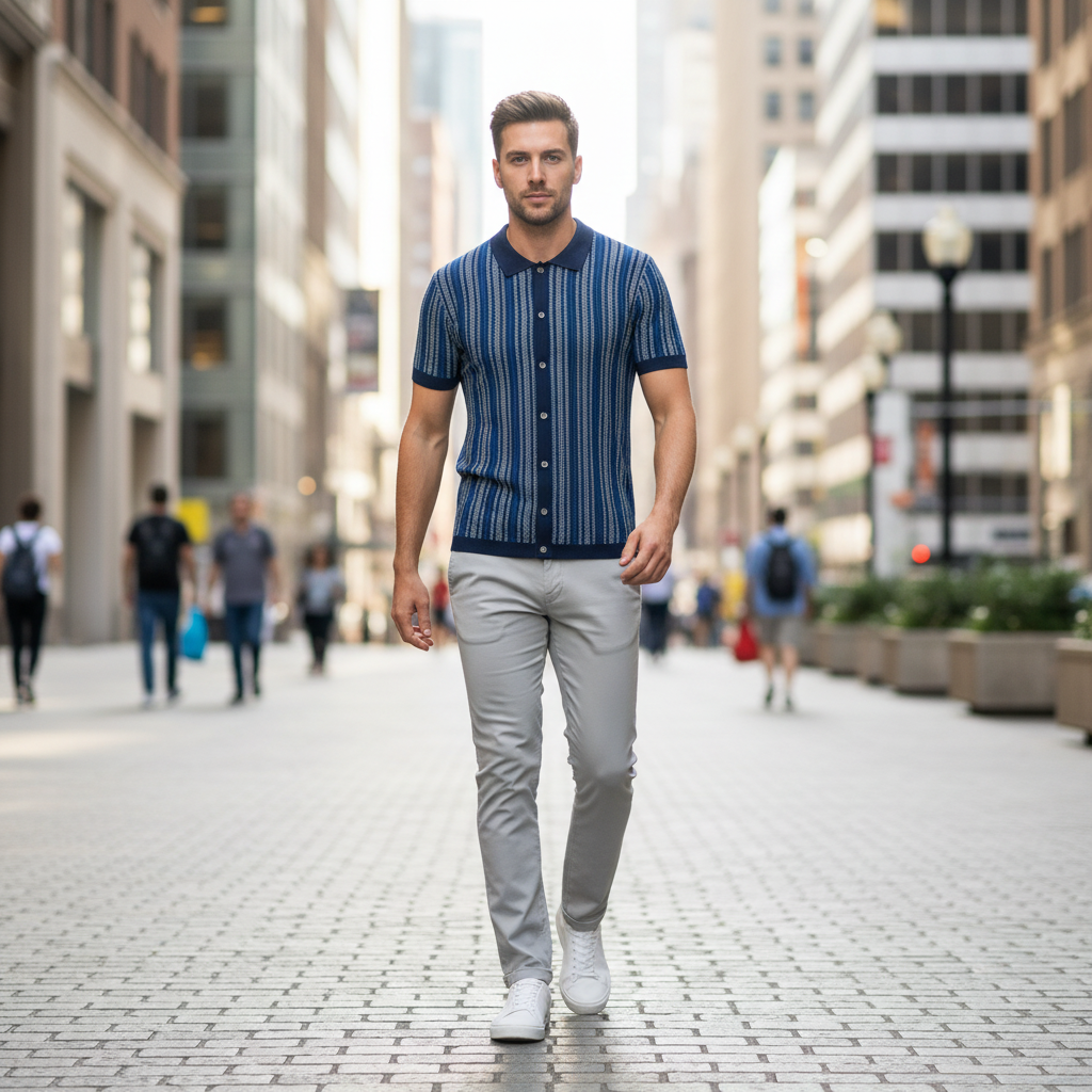 Men's Chevron Polo Shirt | Breathable Casual Wear