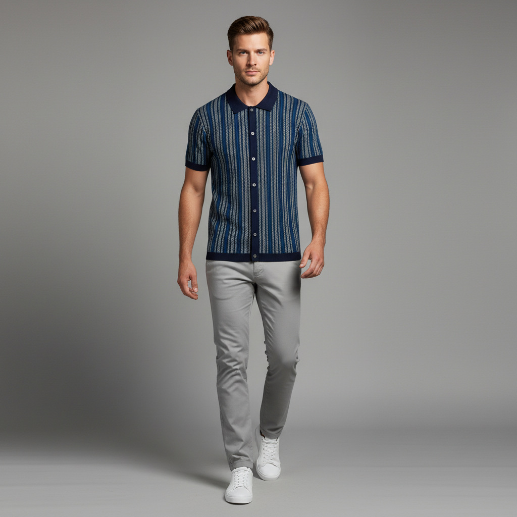 Men's Chevron Polo Shirt | Breathable Casual Wear