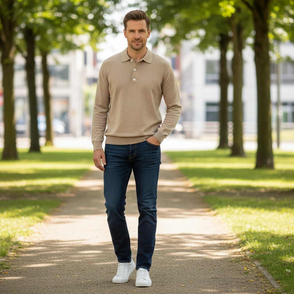 Men's Classic Long-Sleeve Polo Shirt | Trendy Colours