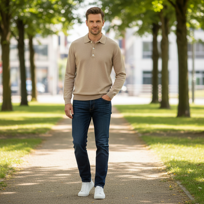 Men's Classic Long-Sleeve Polo Shirt | Trendy Colours