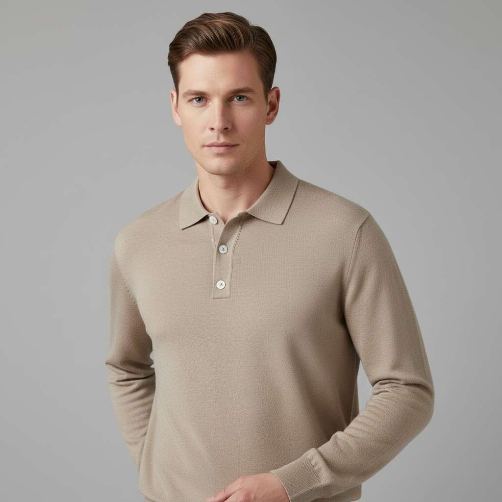 Men's Classic Long-Sleeve Polo Shirt | Trendy Colours