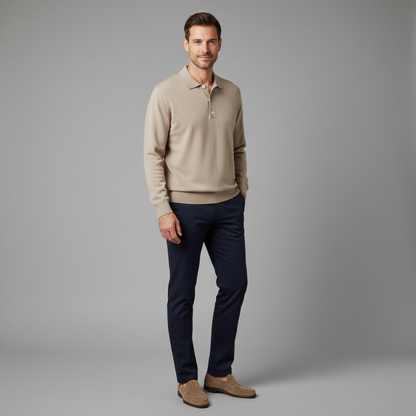 Men's Classic Long-Sleeve Polo Shirt | Trendy Colours