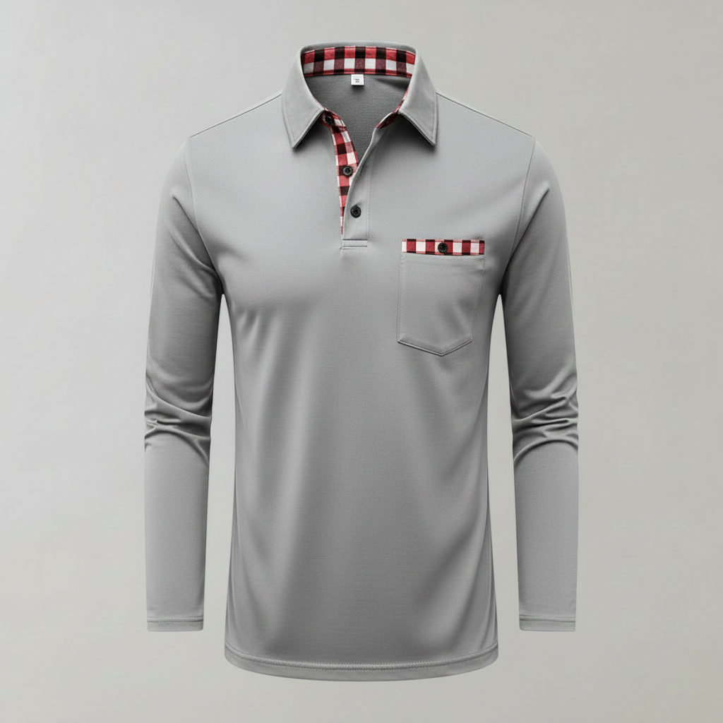 Men's Long-Sleeve Polo Shirt Classic Colors