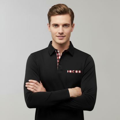 Men's Long-Sleeve Polo Shirt Classic Colors