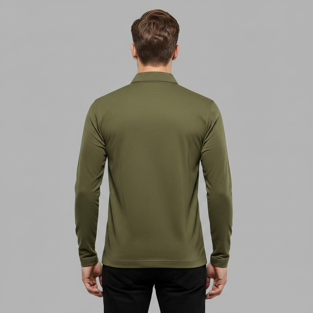 Men's Long Sleeve Polo | Half-Zip Comfortable Shirt