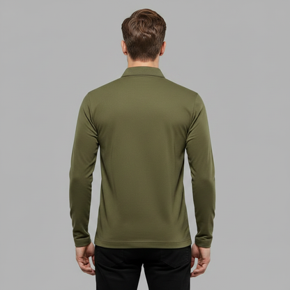 Men's Long Sleeve Polo | Half-Zip Comfortable Shirt
