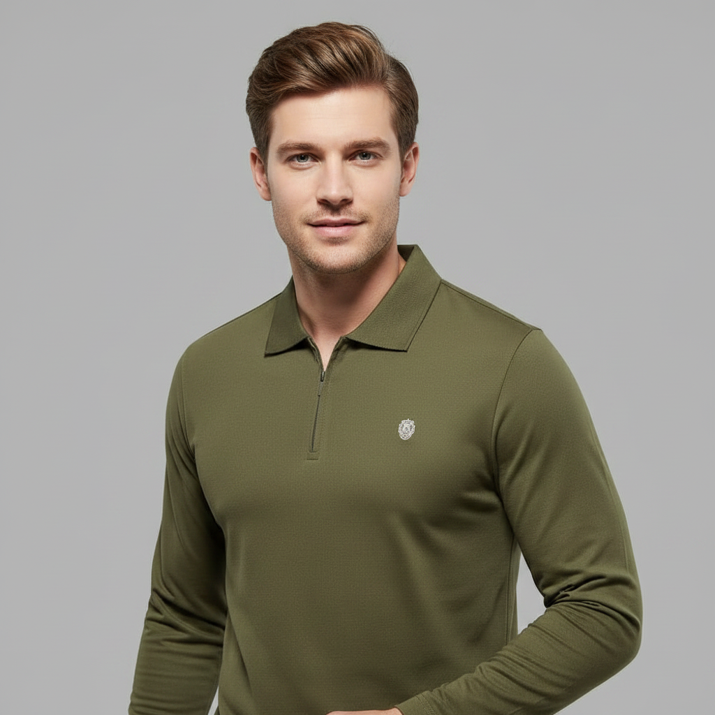 Men's Long Sleeve Polo | Half-Zip Comfortable Shirt