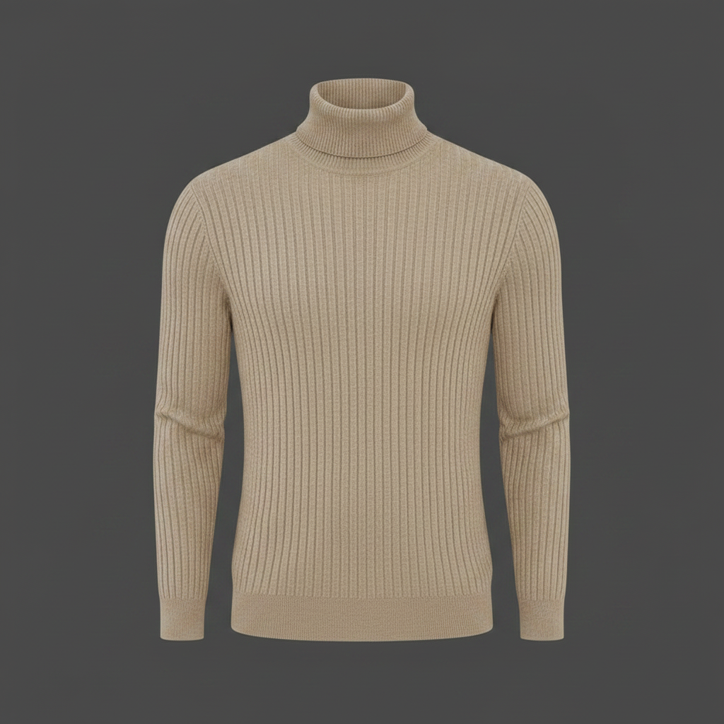 Men's Ribbed Turtleneck Sweater | Slim Fit Knit Top