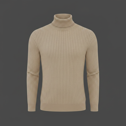 Men's Ribbed Turtleneck Sweater | Slim Fit Knit Top