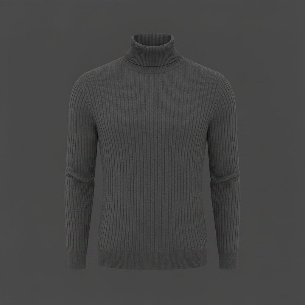 Men's Ribbed Turtleneck Sweater | Slim Fit Knit Top