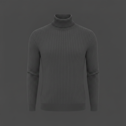 Men's Ribbed Turtleneck Sweater | Slim Fit Knit Top