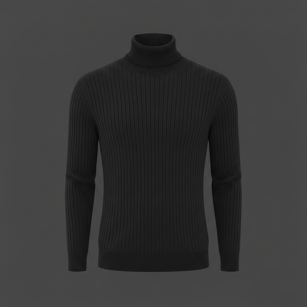Men's Ribbed Turtleneck Sweater | Slim Fit Knit Top