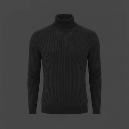 Men's Ribbed Turtleneck Sweater | Slim Fit Knit Top