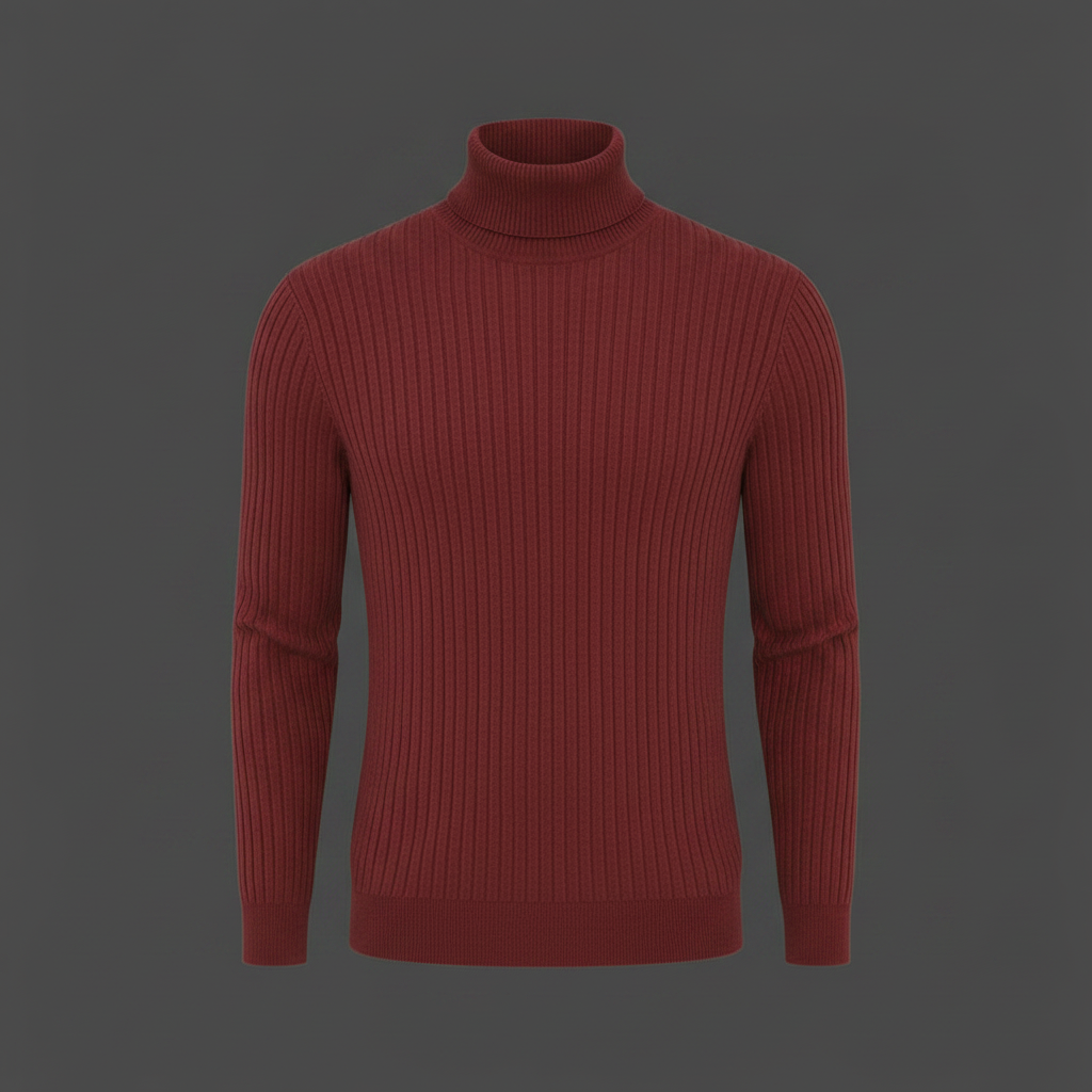 Men's Ribbed Turtleneck Sweater | Slim Fit Knit Top