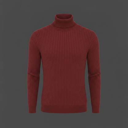 Men's Ribbed Turtleneck Sweater | Slim Fit Knit Top