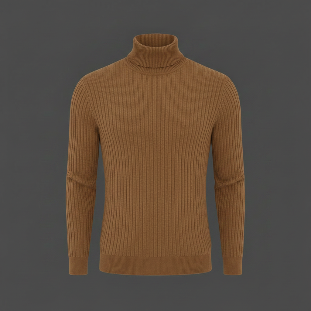 Men's Ribbed Turtleneck Sweater | Slim Fit Knit Top