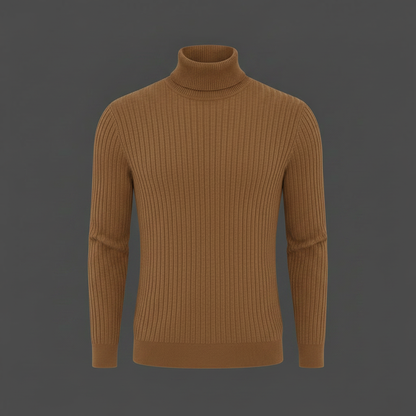 Men's Ribbed Turtleneck Sweater | Slim Fit Knit Top
