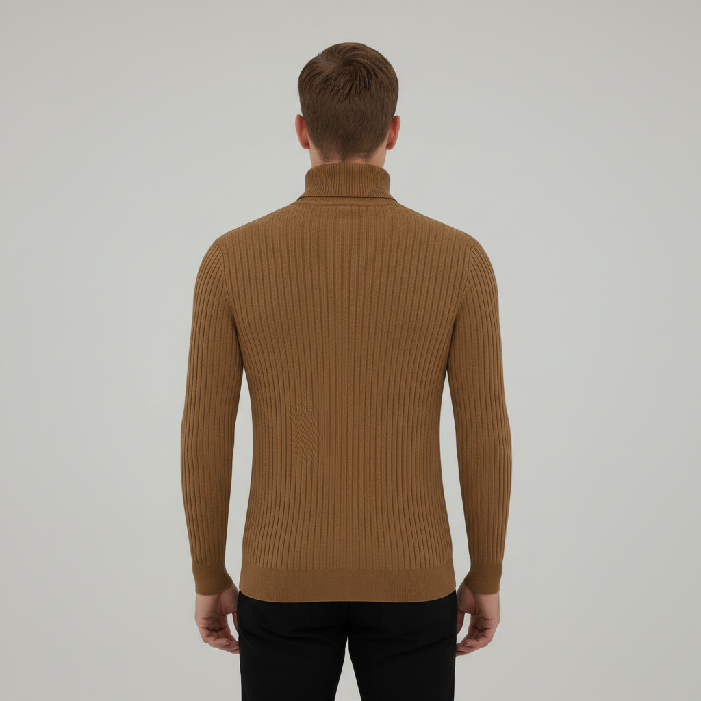 Men's Ribbed Turtleneck Sweater | Slim Fit Knit Top