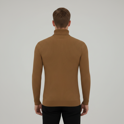 Men's Ribbed Turtleneck Sweater | Slim Fit Knit Top