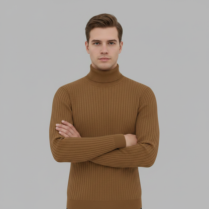 Men's Ribbed Turtleneck Sweater | Slim Fit Knit Top
